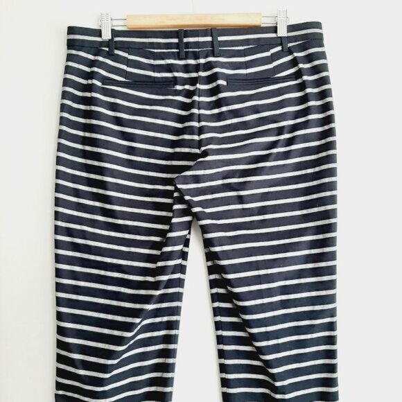 GAP Slim Crop Cropped Stripe Pants Navy Blue Sz 10 - Picture 6 of 9